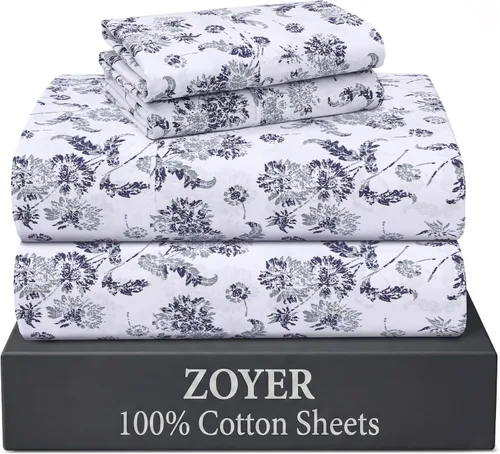 Vista 42 de ZOYER Sábanas de 100 % algodón percal tamaño individual, refrescantes y transpirables, duraderas, con una sensación nítida, suave y cómoda, bolsillo