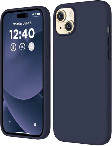 Vista 15 de Compatible con iPhone 15, funda de silicona líquida, funda protectora de cuerpo completo a prueba de golpes [forro de microfibra suave], funda Azul