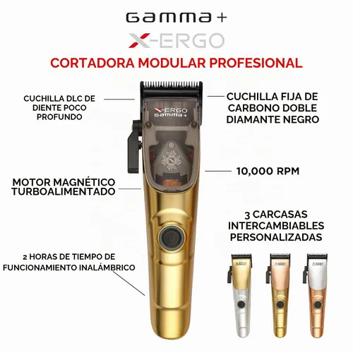 Vista 2 de GAMMA+ Cortapelos profesional XErgo y cortadora de pelo profesional Ergo con motores magnéticos microchip