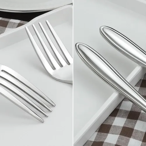 Vista 4 de Jekiyo Tenedores de cena de acero inoxidable, 8 pulgadas, tenedor de mesa de 12 piezas