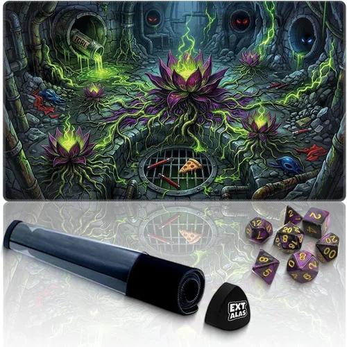 Vista 6 de Tapete MTG TCG -Incluye tubo de almacenamiento y 7 dados-¡Experimenta calidad de primer nivel y alfombrilla impermeable y antideslizante con bloqueo
