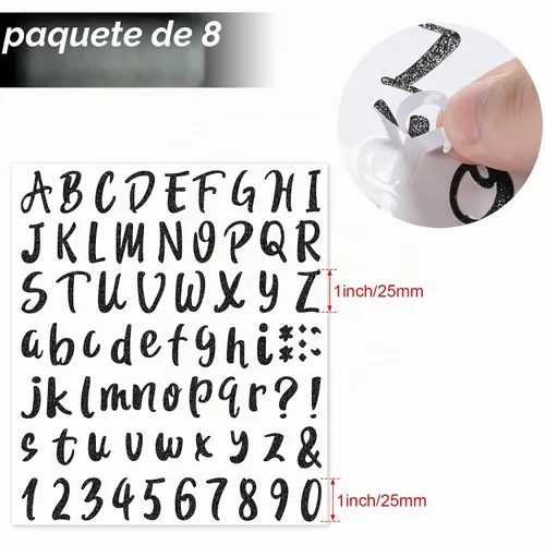 Vista 2 de 576 piezas de 8 hojas de calcomanías de letras de graduación, letras de vinilo autoadhesivas, calcomanías de números del alfabeto, calcomanías