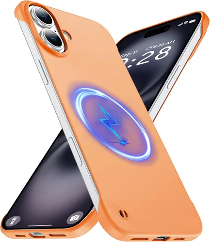 Vista 16 de GRECAZO Funda magnética delgada para iPhone 15 Plus de 6.7 pulgadas (2023), ultrafina, ligera, duradera, sin marco, mate, rígida, MagSafe con anillo