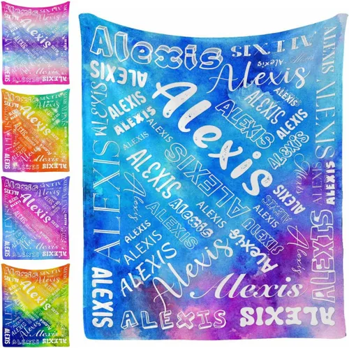 Vista 13 de Manta personalizada, 20 colores para niño y niña, manta con nombre personalizado para niños y adultos, manta de Navidad para niños y niñas