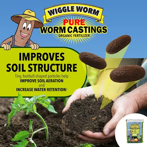 Vista 5 de Wiggle Worm Paquete combinado de fertilizantes, fertilizante de fundición de gusano puro de 15 libras y enmienda del suelo y concentrado de té