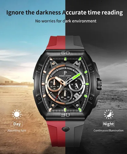Vista 5 de Paras Crown - Reloj militar para hombre, movimiento japonés, impermeable, deportivo