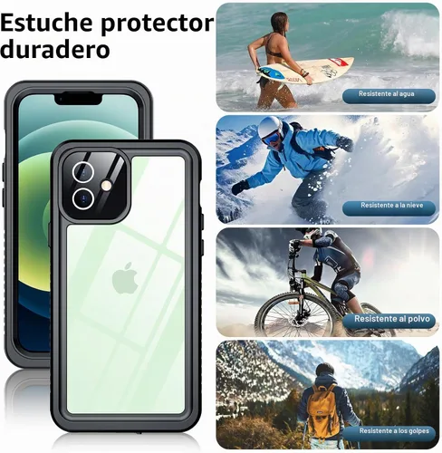 Vista 6 de Temdan - Funda impermeable diseñada para iPhone 12, protector de pantalla y cámara integrado IP68 bajo el agua, cuerpo completo, a prueba de caídas