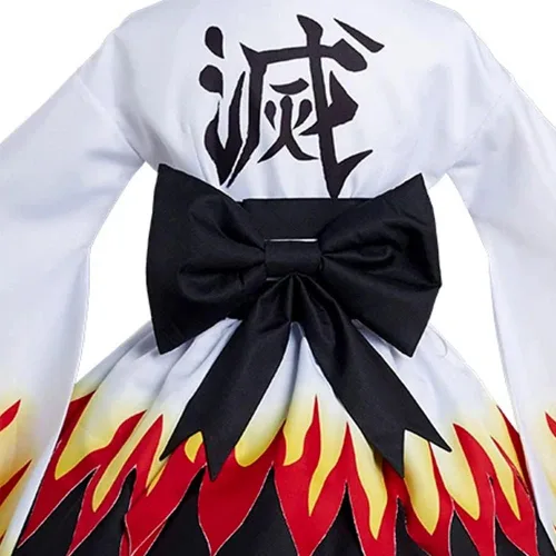 Vista 6 de Agatsuma - Vestido de cosplay Tanjirou, kimono de Rengoku, conjunto completo de Halloween