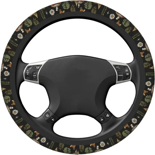 Vista 2 de Funda para volante de plantas de helecho de brujería retro de hongos para mujeres, hombres y niñas, accesorios de automóvil, decoración 1