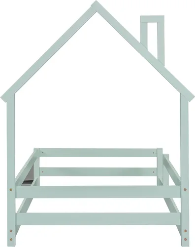 Vista 7 de Harper & Bright Designs Cama de suelo individual para niños con cabecera en forma de casa, cama de plataforma de madera tamaño individual