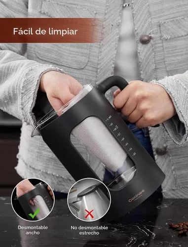 Vista 6 de Tetera eléctrica, INTASTING - Tetera eléctrica de vidrio con infusor de té y control preciso de temperatura, 1200W de calentamiento rápido, sin BPA