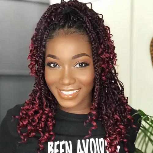 Vista 24 de Goddess Box Braids 1B3330 - Trenzas de ganchillo bohemias de 10 pulgadas para mujeres negras, paquete de 7 paquetes de trenzas bohemias preenlazadas