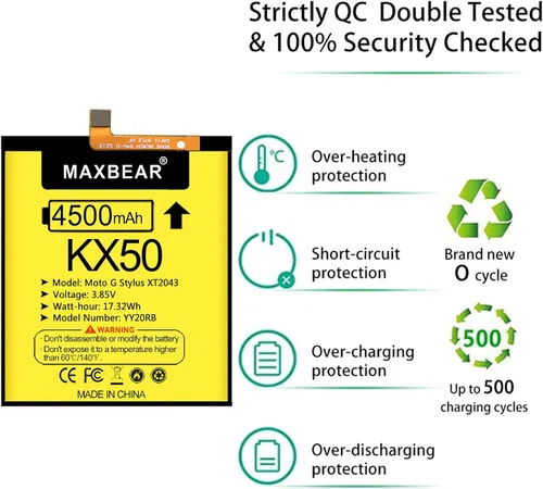Vista 2 de MAXBEAR Moto G Stylus - Batería (actualizada) de polímero de litio de 4500 mAh para Motorola Moto G Stylus 2020 (KX50) Moto G Pro, Moto G8 Stylus