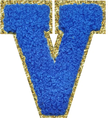 Vista 147 de 3Pcs Letter Patches Varsity Glitters Chenille,SPRT Iron on Blue Letter Patch,Alphabet Cloth Patch for Team Costume Decoration 3.1in Height S
