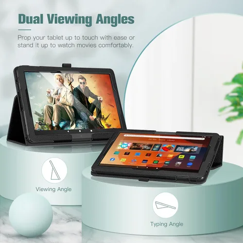 Vista 4 de Fintie - Funda tipo libro para tableta Amazon Fire HD 10 y Fire HD 10 Plus (solo compatible con versión de 11ª generación 2021), Funda de pie