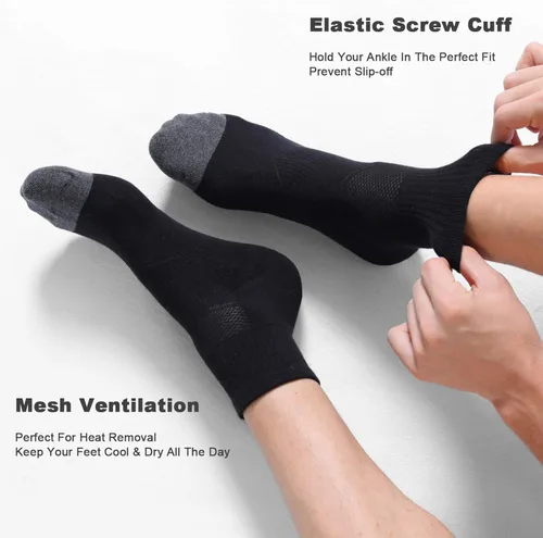 Vista 4 de CS CELERSPORT Paquete de 6 calcetines de tobillo para hombre con cojín atlético para correr