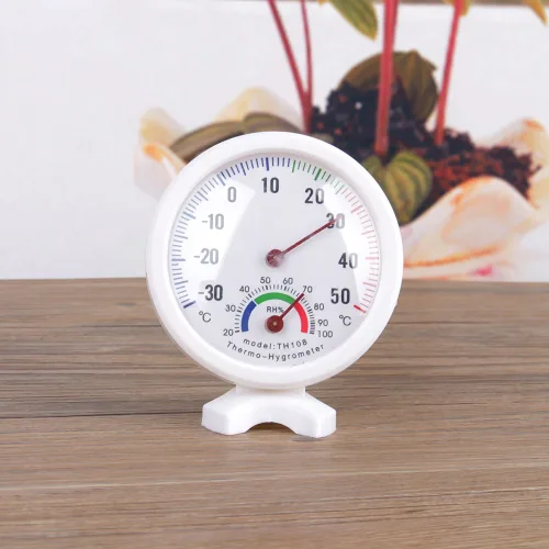 Vista 4 de Oumefar Termómetro higrotermógrafo plástico TH108 Medidor de humedad de temperatura analógica Forma Dial Temperatura higrómetro Display Instrumento