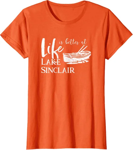 Vista 64 de Life is Better at Lake Sinclair Georgia Camiseta Negro