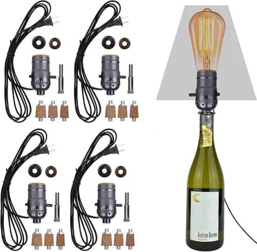 Vista 10 de Kit de lámpara de botella Aokpsrt con broca de vidrio de 9mm DIY Kit de lámpara para botellas de licor con enchufe deslizante y cable