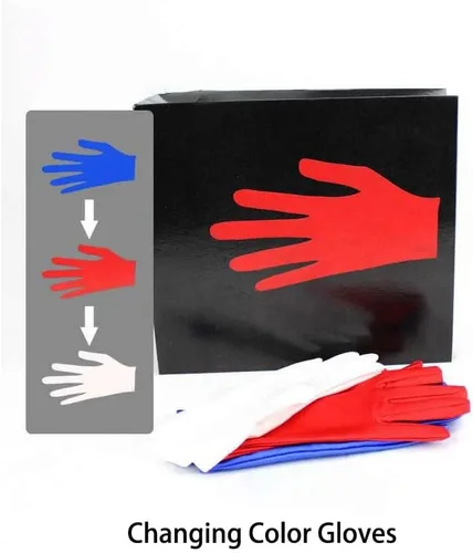 Vista 2 de Generic Guantes de trucos de magia, guantes de cambio de color, truco de bolsillo para magos, fácil de aprender, portátil