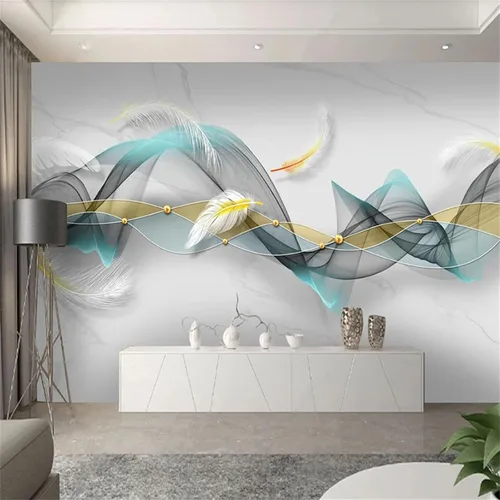 Vista 18 de Murales de pared 3D de bloques geométricos nórdicos 3D en blanco y negro, papel tapiz de geometría moderna, murales panorámicos, adecuado
