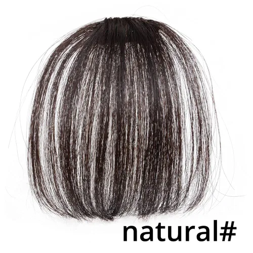 Vista 2 de Blunt Bangs - Extensiones de cabello con clip de aire natural, con flequillo frontal falso, color negro y marrón (4#)