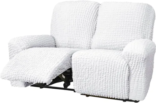 Vista 14 de vctops 4 fundas para sillas reclinables con textura de sirsaca a cuadros, suaves y elásticas, protector de muebles antideslizante con parte inferior