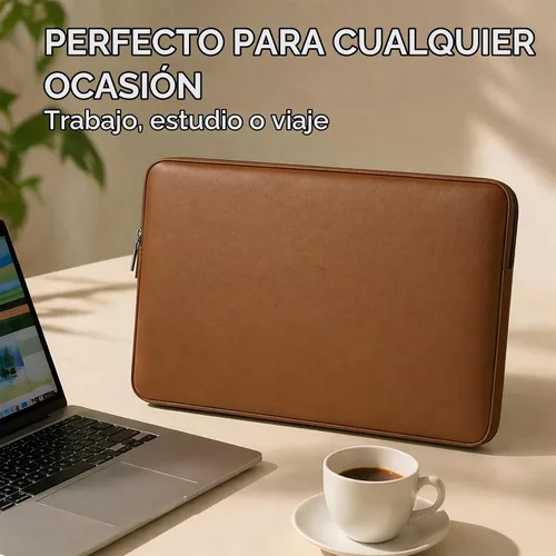 Vista 7 de RAINYEAR - Funda protectora de piel sintética suave para laptop de 15.6 Marrón