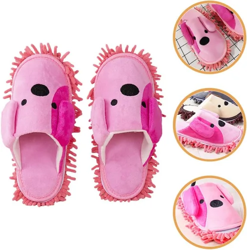 Vista 5 de FOMIYES 1 par de pantuflas limpiador de piso, trapeador de dibujos animados, zapatos para limpieza de piso, zapatos de mopa, zapatos de mopa húmeda