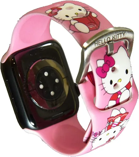 Vista 9 de Correa de silicona para Apple Watch de Hello Kitty para 38/40/1.614 in para Series 7/6/5/4/3/2/1/SE