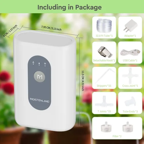 Vista 4 de Moistenland WIFI - Regadera automática para plantas, kit de riego por goteo automático para 15 plantas en maceta, modo de riego automático y manual