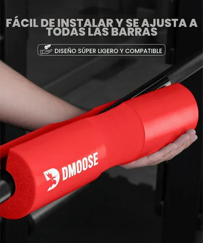 Vista 6 de DMoose Fitness Barbell Pad for Hip Thrust, Squat & Lunges - Non-Slip Thick Foam Cushion for Neck and Back Support with Two Straps - Hip Thrust Pad