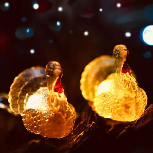 Vista 7 de Mini guirnalda de luces de pavo de Acción de Gracias, guirnalda decorativa de cosecha, lindas luces de hadas con enchufe USB o funciona