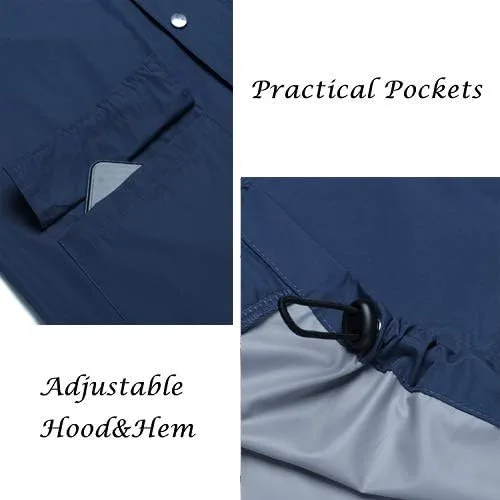 Vista 5 de COOFANDY Chaqueta impermeable para hombre con capucha impermeable ligera activa larga