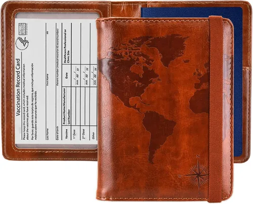 Vista 11 de Kandouren - Funda para pasaporte con bloqueo RFID, cartera para pasaporte para hombres y mujeres, el mejor regalo para viajeros, tarjetas de crédito