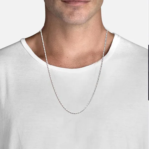 Vista 3 de LeCalla Links Solid 925 Sterling Silver Italian 2 MM, 3 MM Diamond-Cut Braided Rope Chain Necklace for Men Women with Spring Ring Clasp, Made in