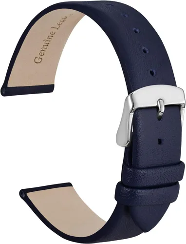 Vista 22 de WOCCI Correa de reloj elegante de 0.315 in de ancho, correa de repuesto de cuero genuino con hebilla dorada (negro)