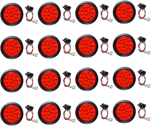 Vista 75 de Kit de tapones de cableado con cubierta de hule para luz trasera LED redonda de 4", 12 ledes, para RV, camioneta