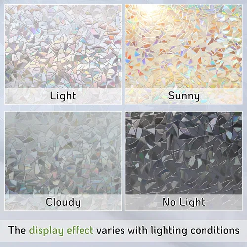 Vista 8 de LUTE - Película de privacidad para ventana, película de arco iris, adhesivo estático de vidrio manchado 3D decorativo, adhesivos de vidrio