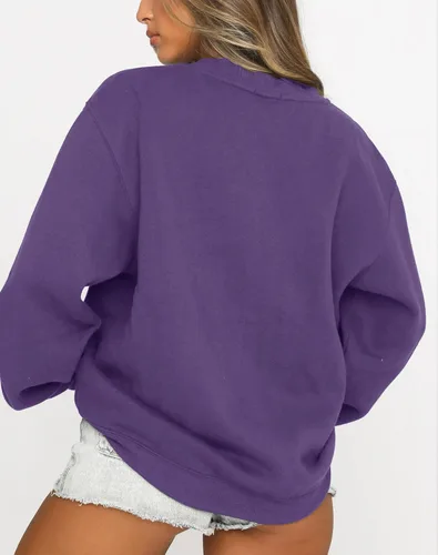 Vista 4 de Fanway&EC Sudadera de manga larga para mujer, casual, cuello redondo, sudadera con capucha de gran tamaño, para otoño