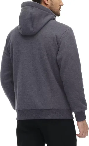 Vista 3 de MAGCOMSEN Chaqueta Sherpa con capucha de forro polar para hombre, con cremallera completa, cálida, mullida, resistente al viento, abrigos