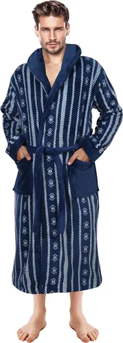 Vista 4 de NY Threads Mens Hooded Fleece Robe - Plush Long Bathrobes