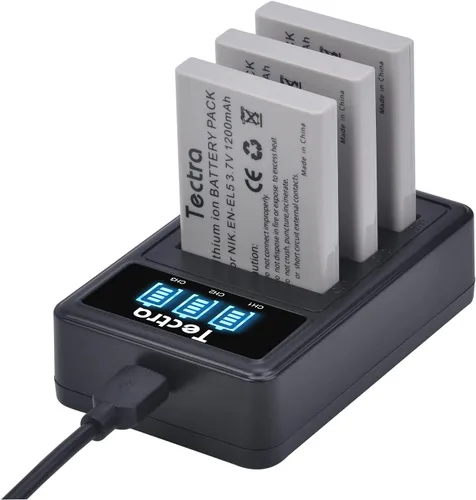 Vista 9 de Tectra 3X EN-EL5 Batería + cargador USB LED para Nikon P530 P510 P500 P520