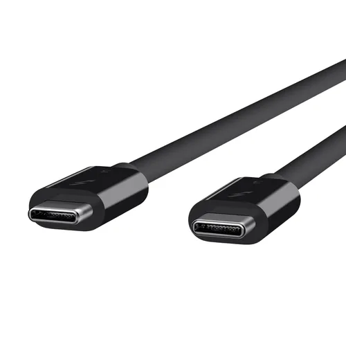 Vista 2 de Belkin - Cable Thunderbolt 3, 100 W, 5K, 2.6 pies, color negro Cable de carga rápida USB-C a USB-C, soporta video Ultra HD 5K, compatible