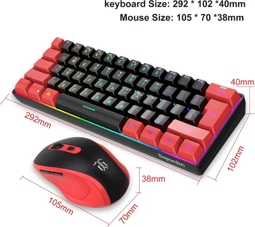 Vista 6 de Snpurdiri 2.4G Wireless Gaming Keyboard and Mouse Combo, Include Mini 60% Merchanical Feel Keyboard, Ergonomic Vertical Feel Small Wireless
