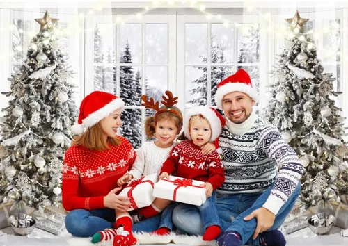 Vista 4 de Telón de Fondo Blanco de Navidad para Fotografía, Telón de Fondo de Navidad, Telón de Fondo de Invierno, Cartel de Navidad para Fotos 10X8FT F107