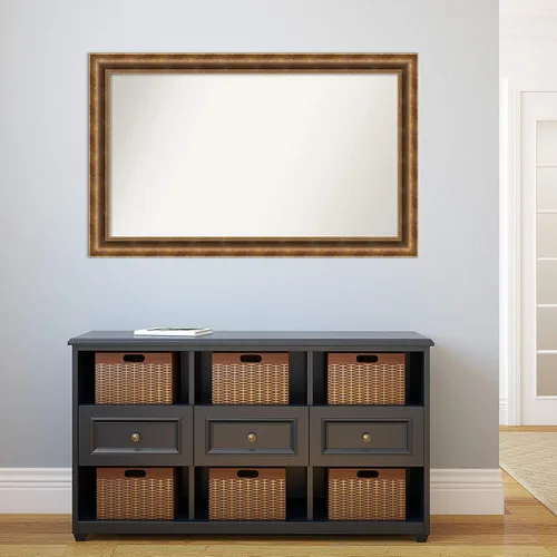 Vista 873 de Amanti Art Espejo de pared personalizado no biselado (25 x 25 pulgadas), marco de bronce acentuado, varios tamaños personalizados, espejo de baño