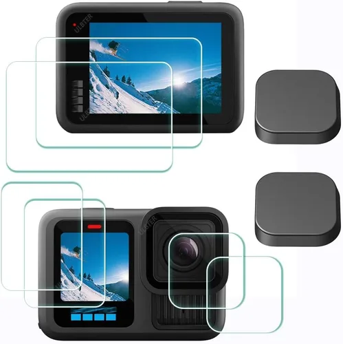 Vista 9 de ULBTER Protector de pantalla para cámara GoPro Hero 8 Hero8 negro + protector de pantalla de lente + cubierta de tapa de lente, protector de vidrio