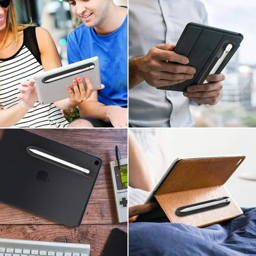 Vista 6 de AHASTYLE Soporte extraíble para iPencil [accesorio magnético] Fuerte adhesivo adhesivo de silicona para Apple Pencil de 1ª y 2ª generación (negro)