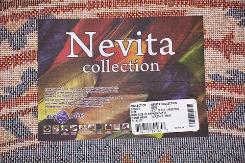 Vista 7 de Nevita Collection Southwestern Native American Design Area Alfombra geométrica (azul, 5'3" redondo)